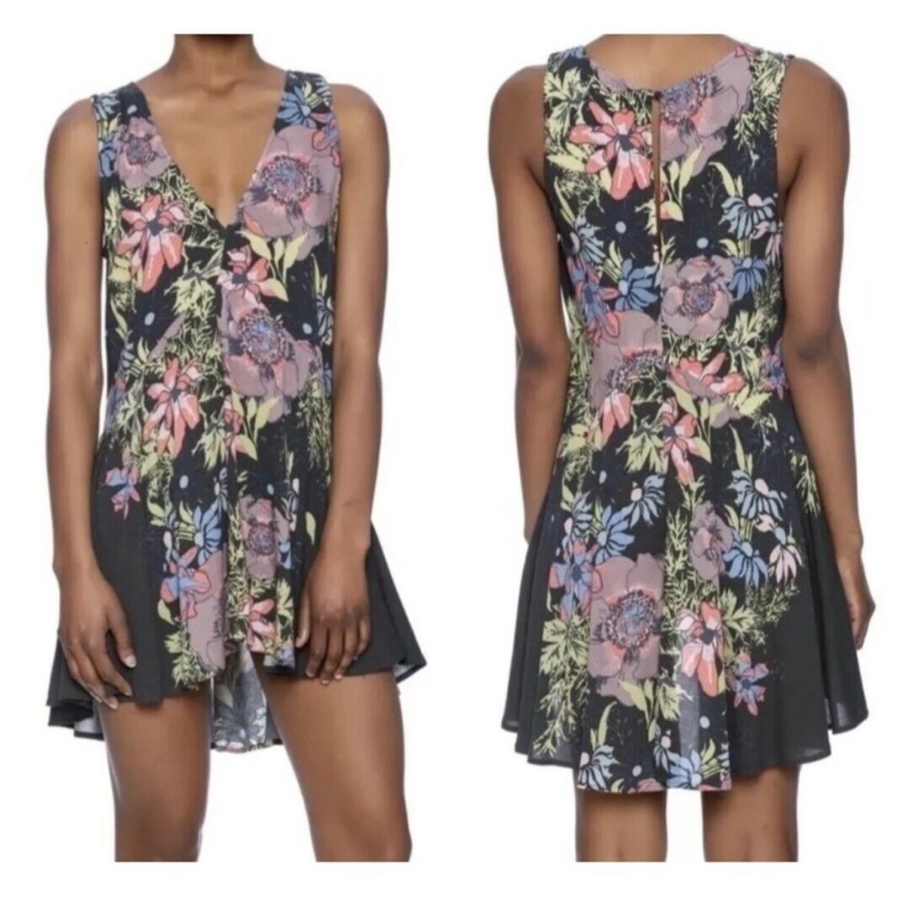 Free People Back Yard Party Floral Tunic‎ Mini Dress